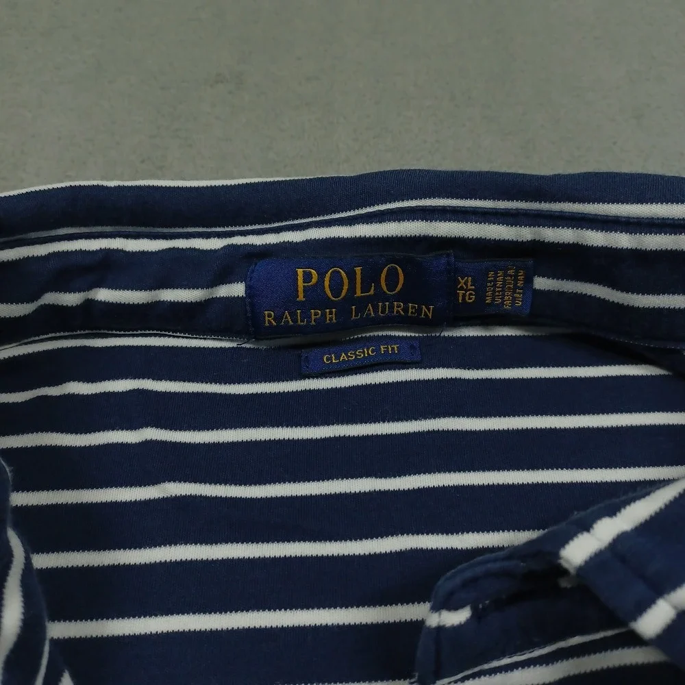Polo Ralph Lauren Shirt Mens XL Blue Striped Business Casual Preppy‎
